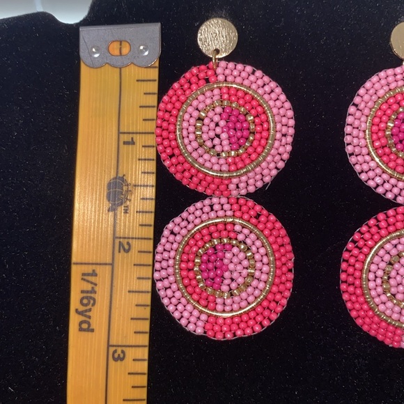 Kay Lee Pink and Gold Beaded Earrings NWT - Picture 2 of 5